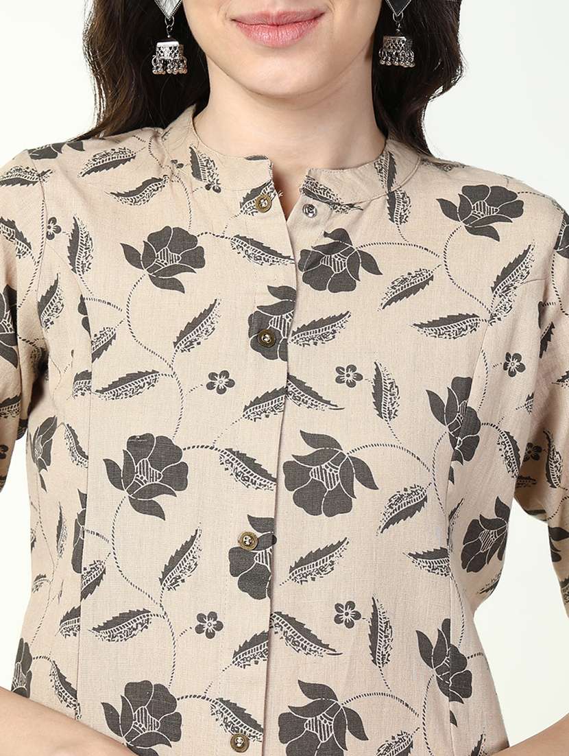 women beige floral kurta pant set - 21632716 -  Standard Image - 6