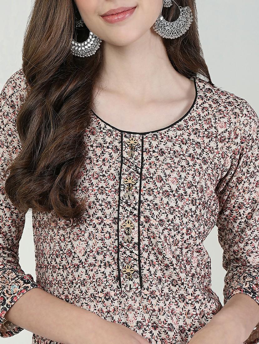 women printed three quarter sleeve straight kurta - 21632721 - Standard Image - 6