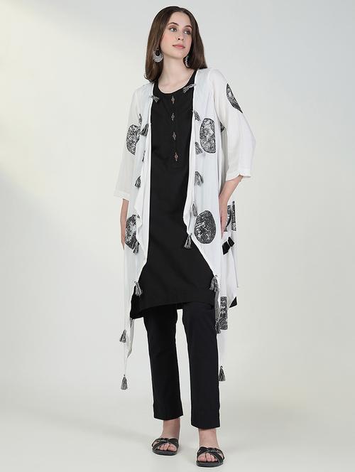 women black solid sleeveless kurta with jacket - 21632729 - Standard Image - 0