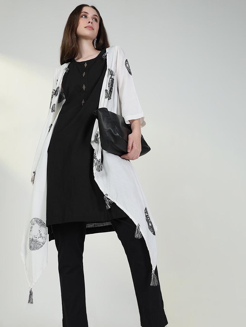 women black solid sleeveless kurta with jacket - 21632729 - Standard Image - 4