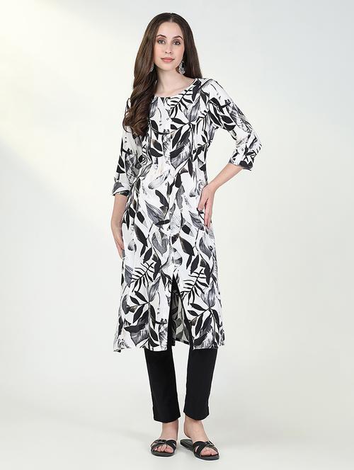 women three quarter sleeve straight kurta - 21632731 -  Standard Image - 0
