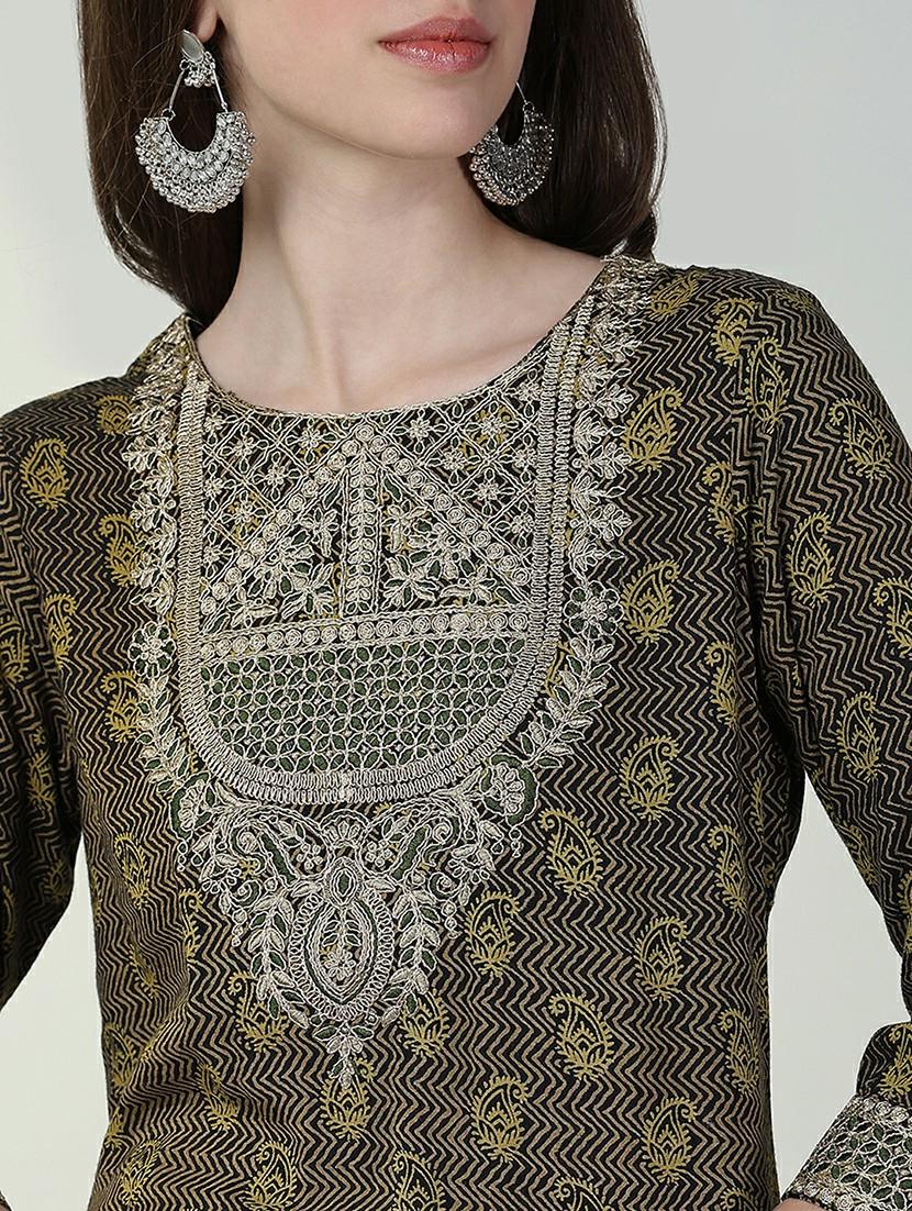 women three quarter sleeve straight kurta - 21632733 - Standard Image - 6