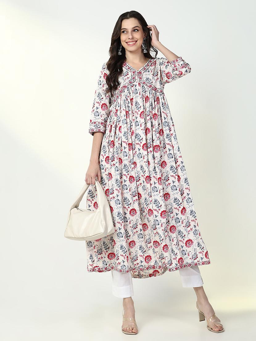 women white floral printed anarkali kurta - 21632742 - Standard Image - 1