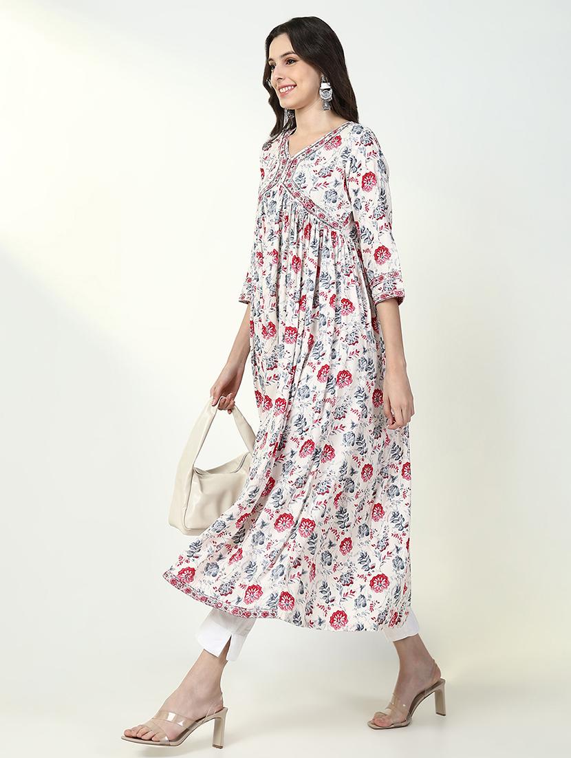 women white floral printed anarkali kurta - 21632742 - Standard Image - 4