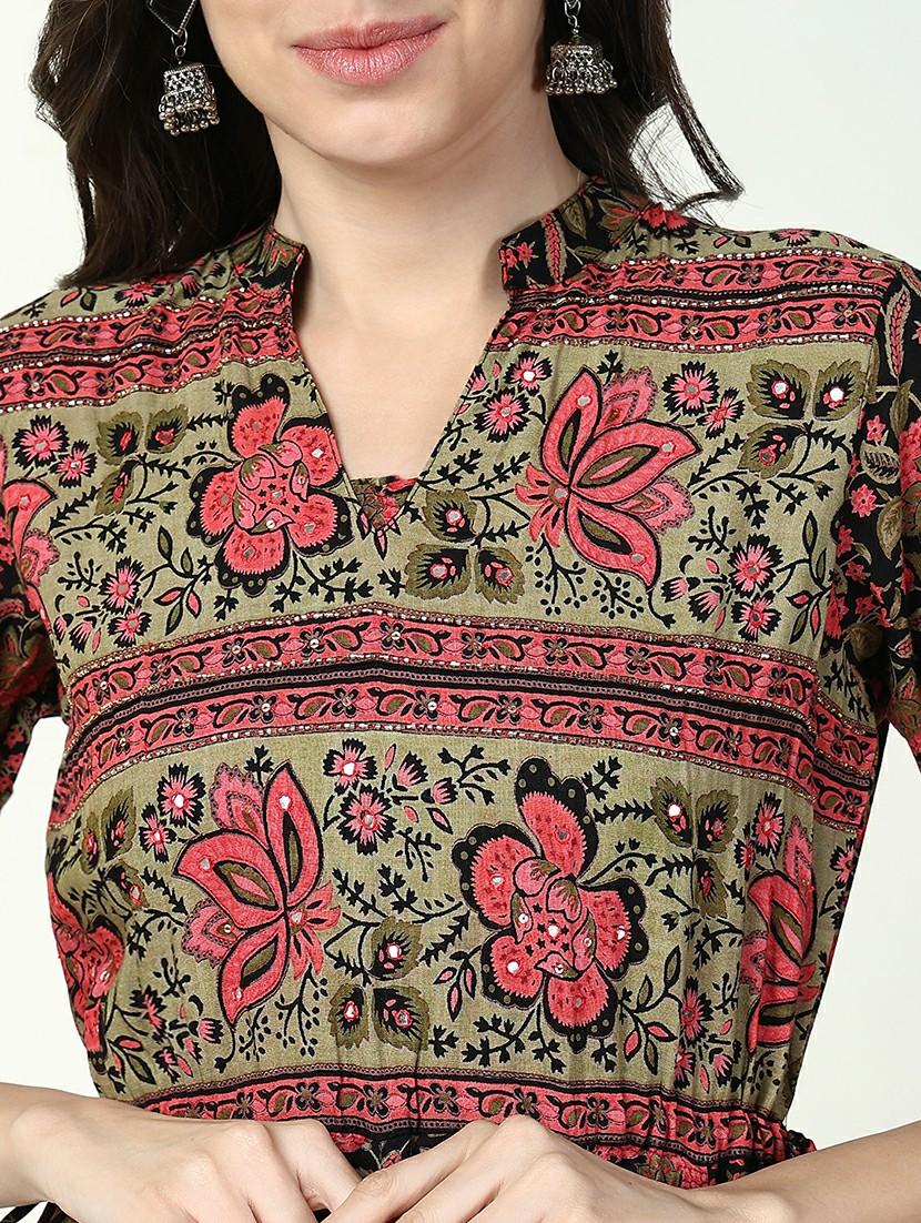 women floral printed three quarter sleeve anarkali kurta - 21632743 - Standard Image - 6