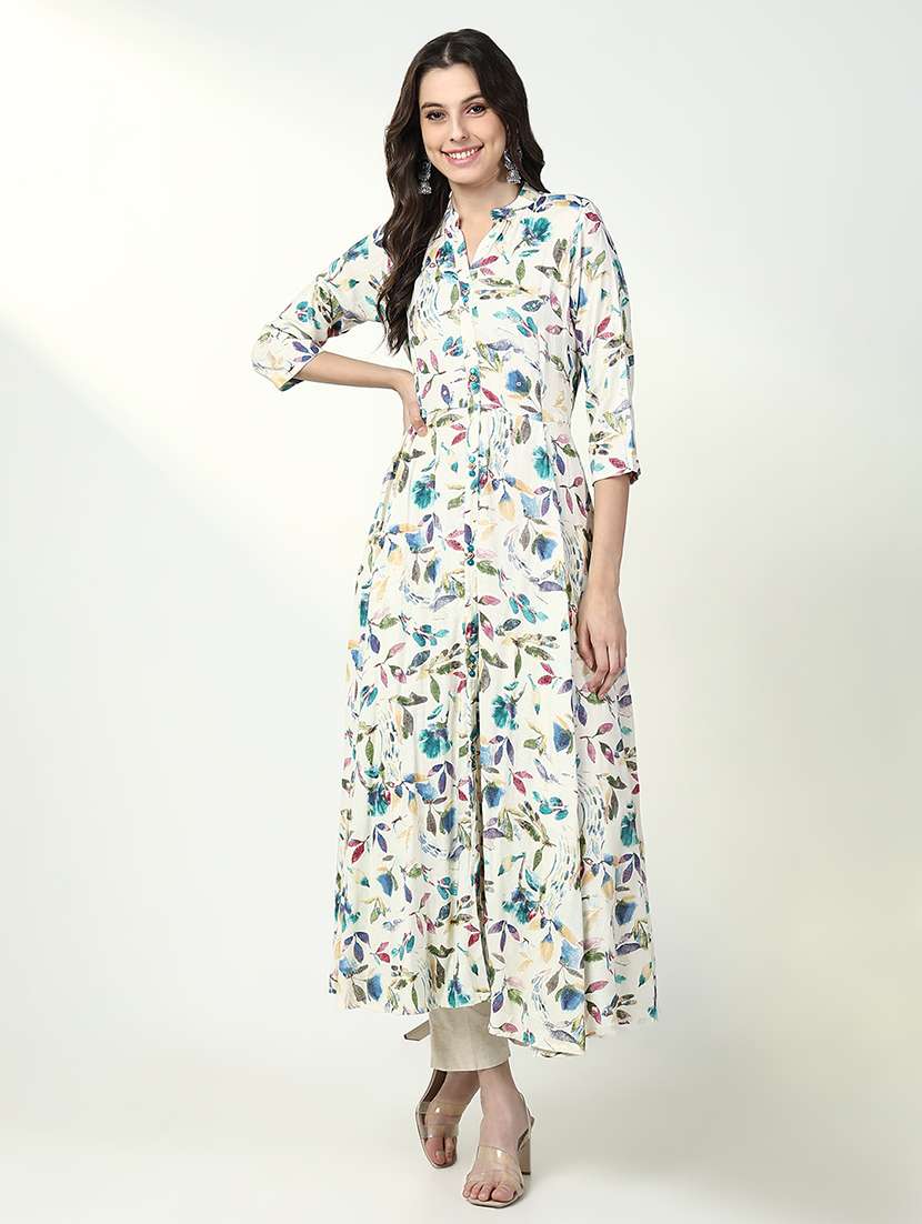women off white floral printed a-line kurta - 21632752 -  Zoom Image - 0