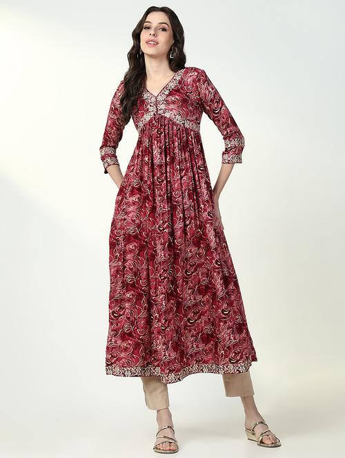 women red floral printed anarkali kurta - 21632756 -  Standard Image - 0