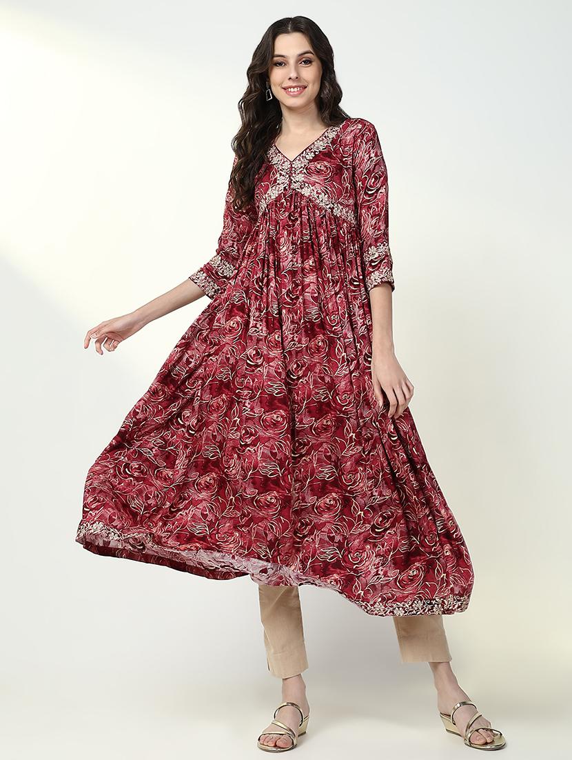women red floral printed anarkali kurta - 21632756 -  Standard Image - 1
