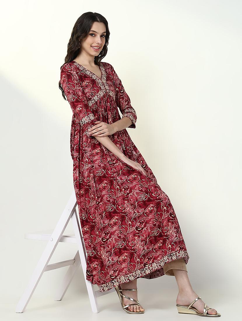 women red floral printed anarkali kurta - 21632756 - Standard Image - 4