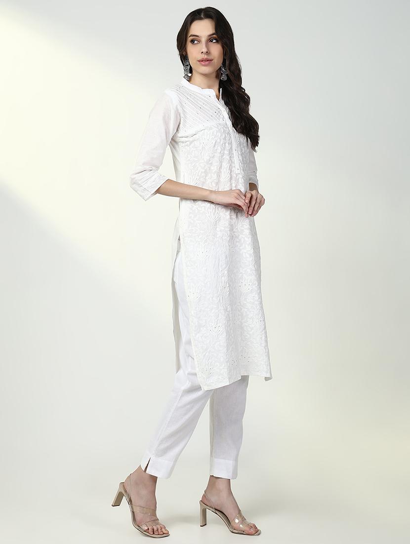 women three quarter sleeve straight kurta - 21632760 -  Standard Image - 1