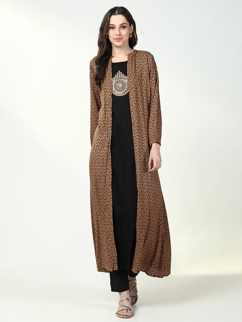 women black embroidered kurta with jacket - 21632762 - Standard Image - 0