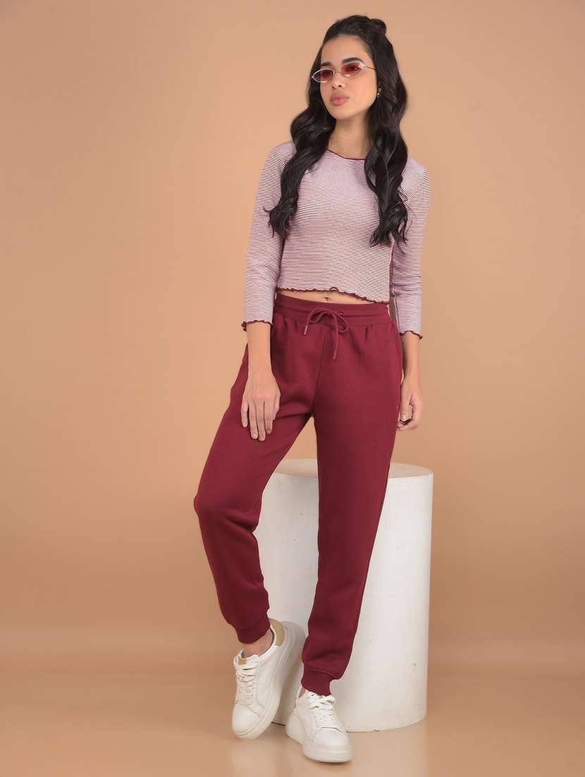 women maroon stripes crop top - 21632785 -  Standard Image - 4