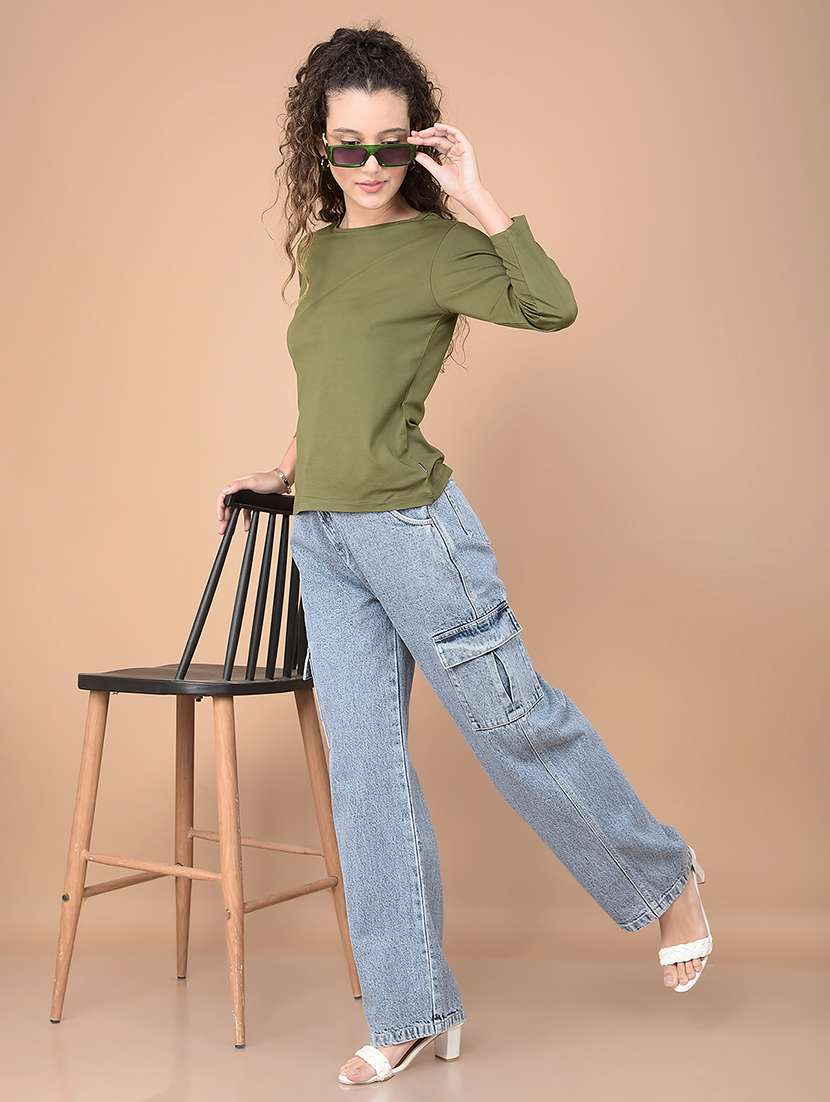 women black solid round neck t-shirt - 21632790 -  Standard Image - 4