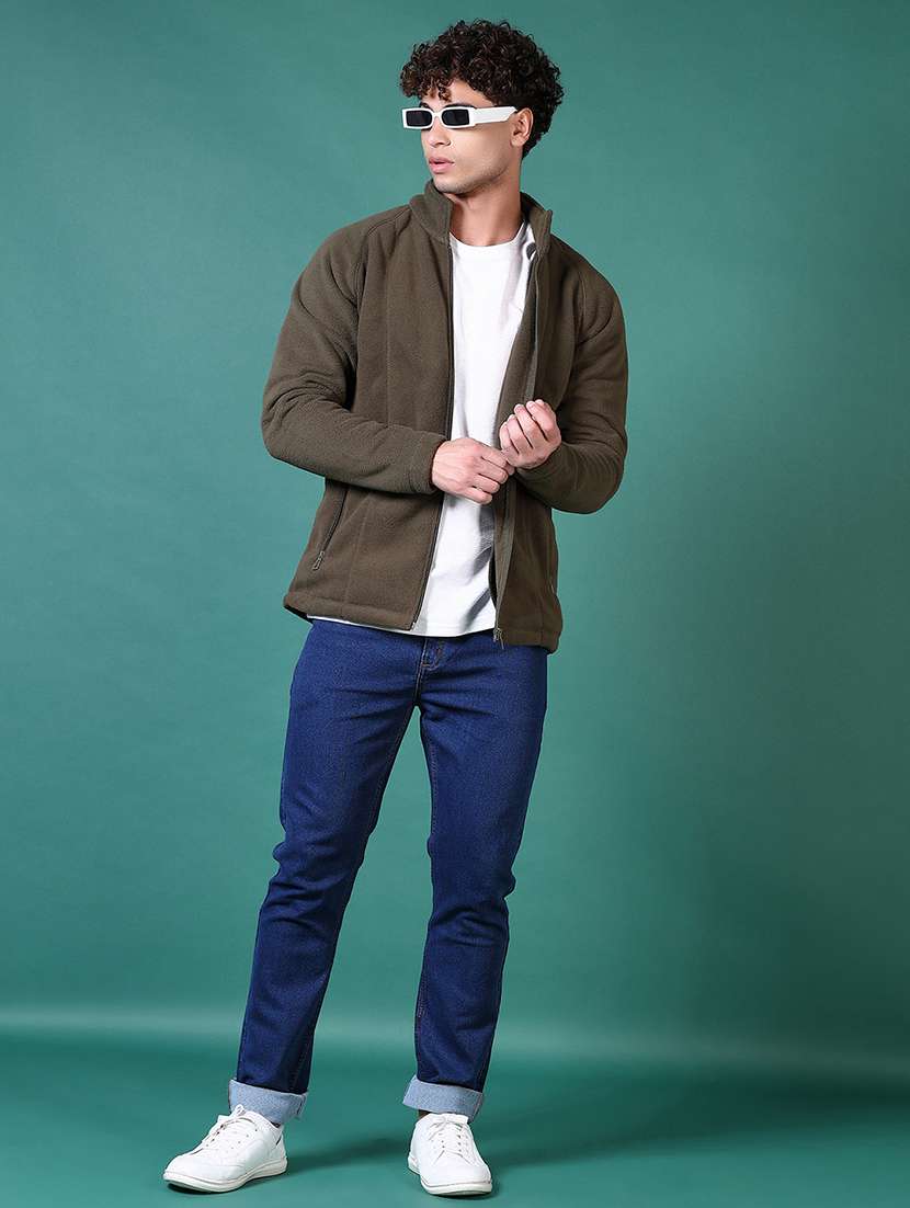 men olive solid long sleeve sweatshirt - 21632822 -  Standard Image - 4