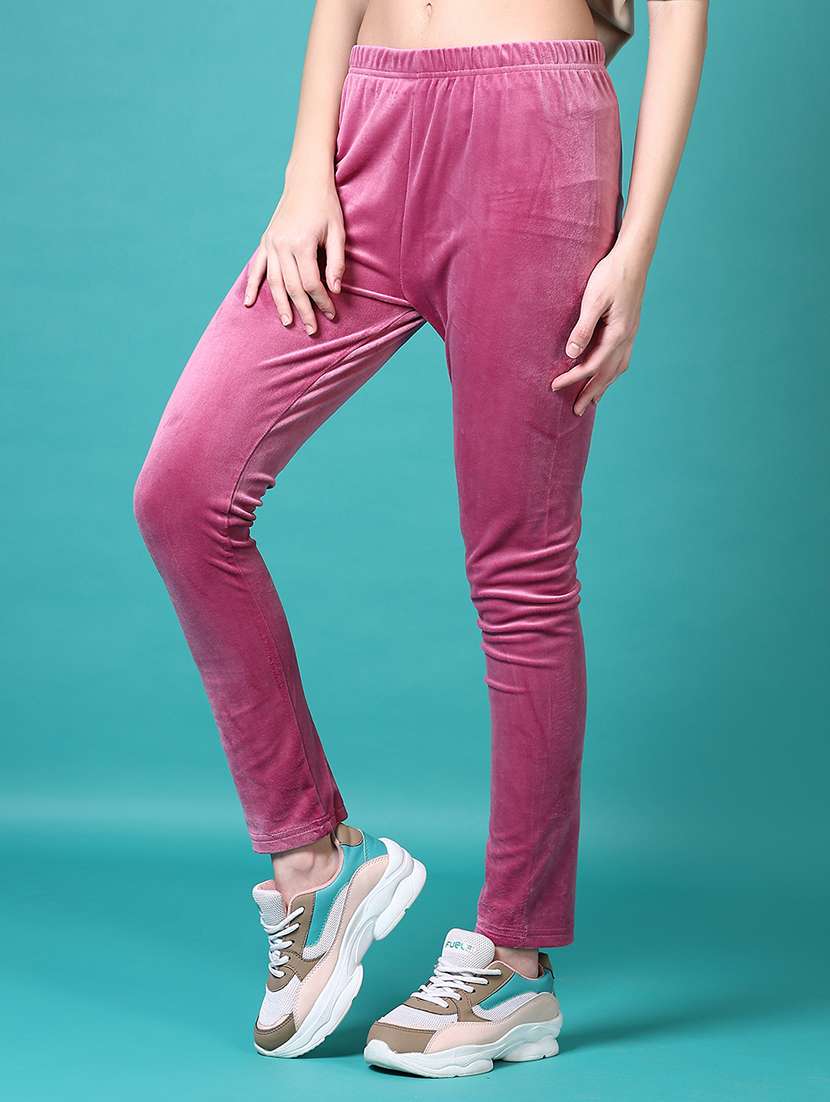 women pink solid full length legging - 21632827 -  Standard Image - 1
