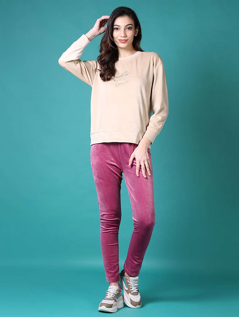 women pink solid full length legging - 21632827 -  Standard Image - 4
