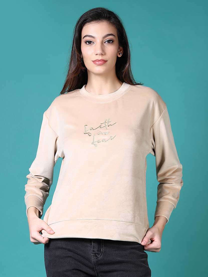 women chest print long sleeves sweatshirt