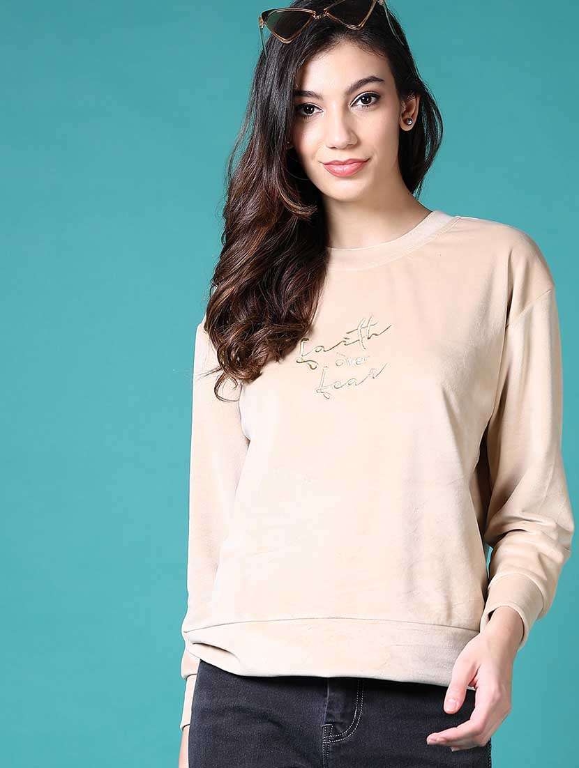 women chest print long sleeves sweatshirt - 21632832 -  Standard Image - 1
