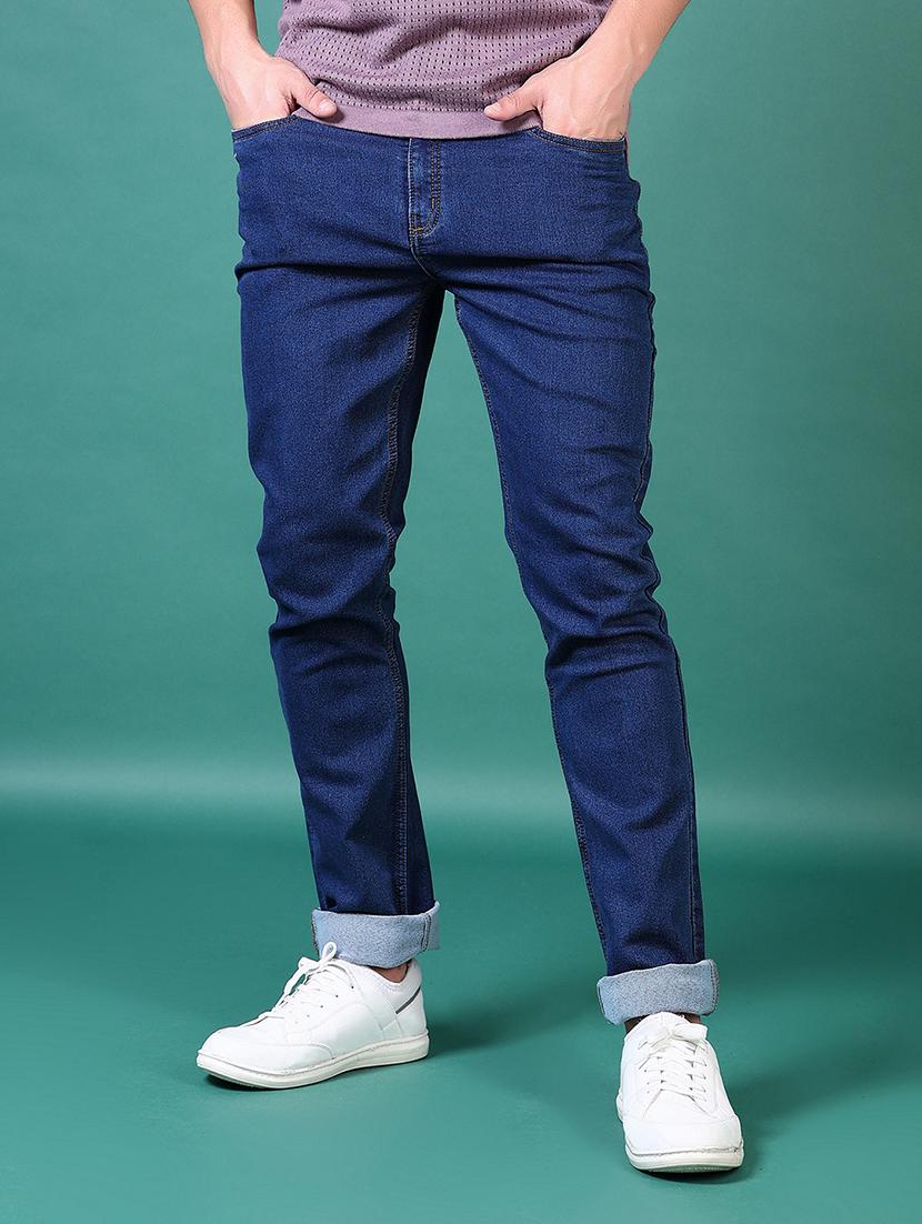 men plain mid rise denim jeans