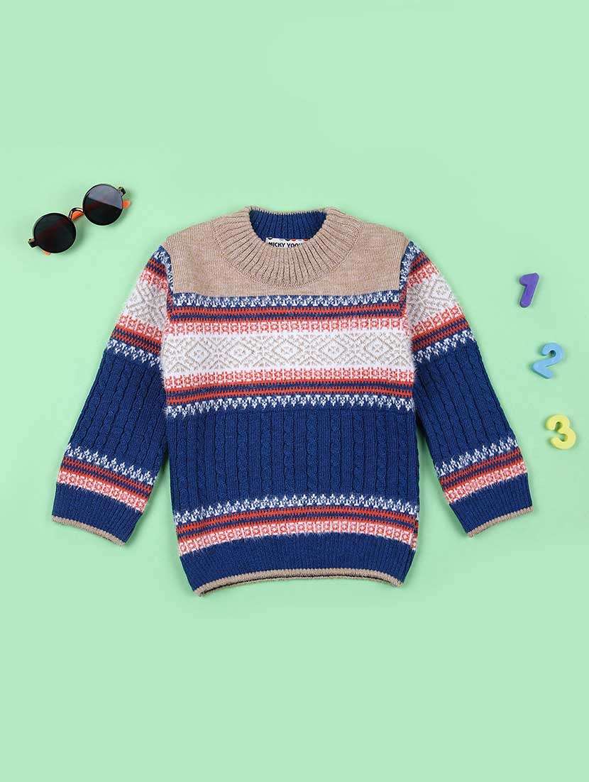 boys self design long sleeve sweater