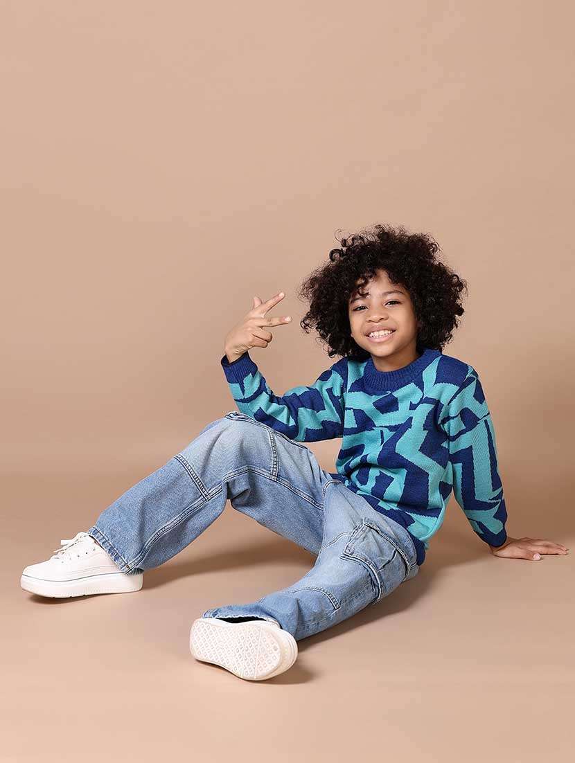 boys self design long sleeve sweater - 21632865 -  Standard Image - 4
