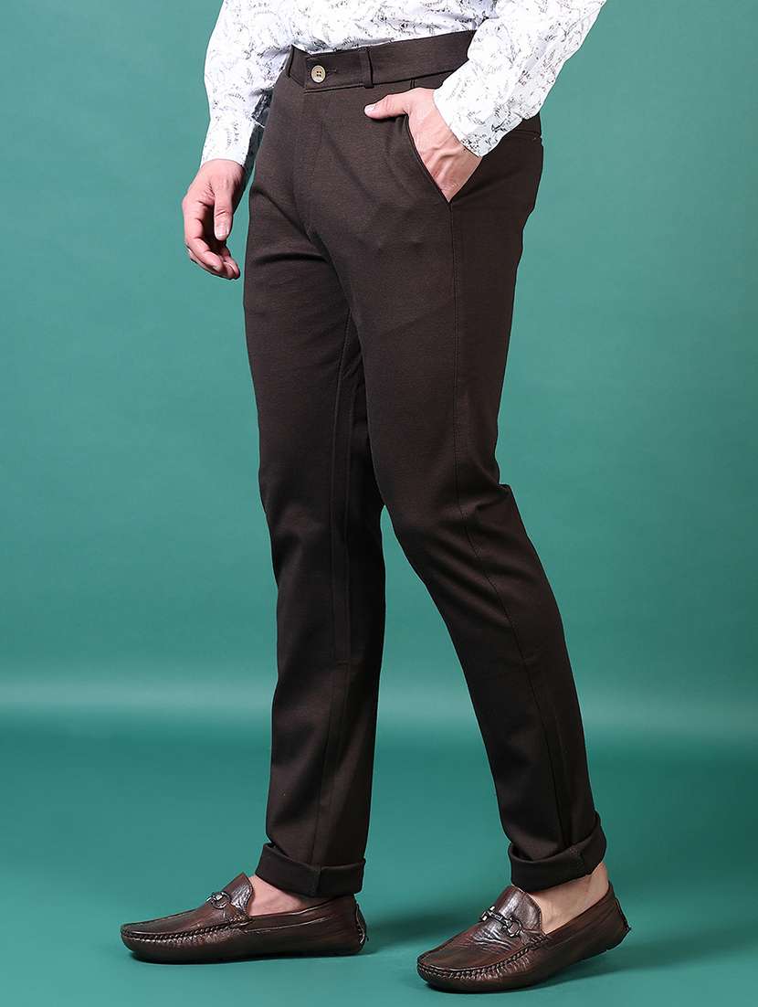 men solid flat front casual trouser - 21632943 -  Standard Image - 1