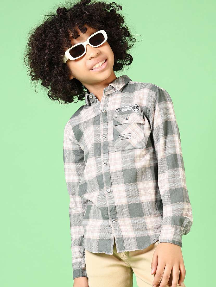 boys long sleeves checkered shirt - 21633267 -  Standard Image - 1
