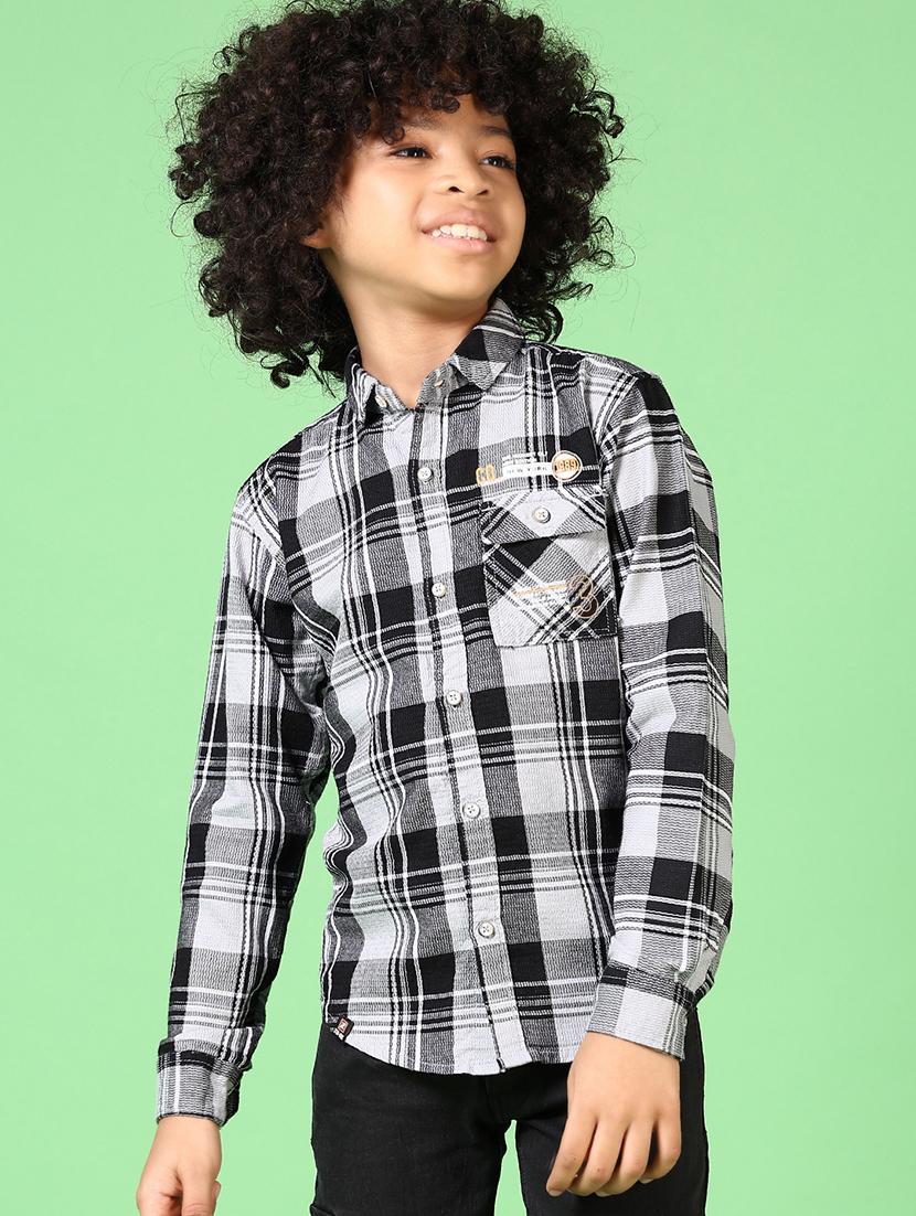 boys long sleeves checkered shirt - 21633276 - Standard Image - 1