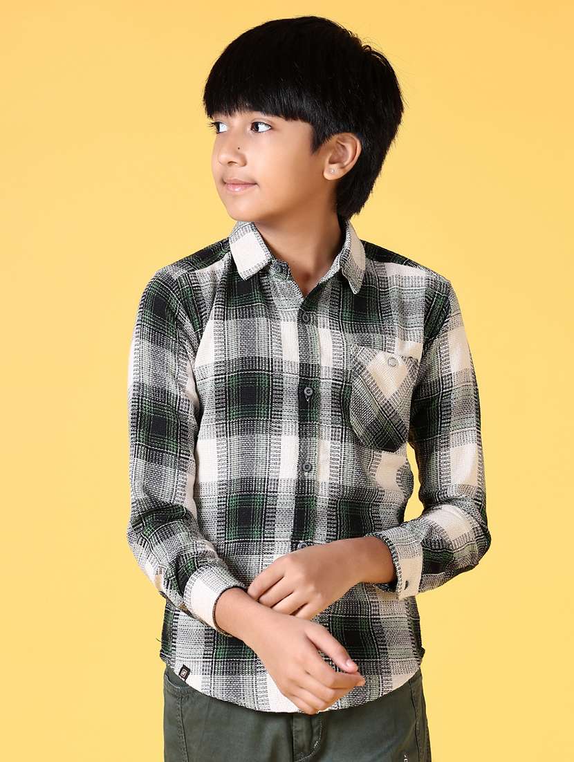 boys checkered long sleeve casual shirt - 21633377 -  Standard Image - 1