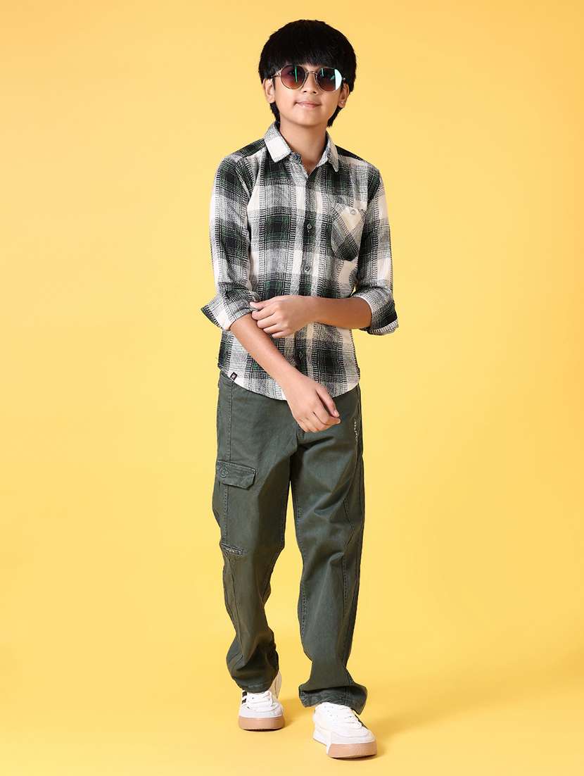boys checkered long sleeve casual shirt - 21633377 -  Standard Image - 4
