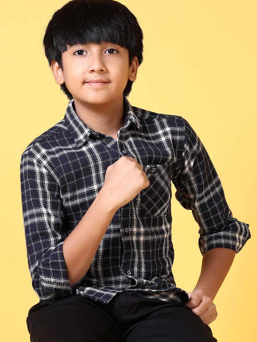 boys long sleeves checkered shirt - 21633399 -  Standard Image - 1