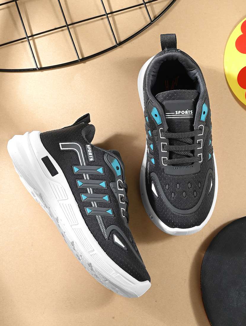 boy dark grey lace up sports shoe