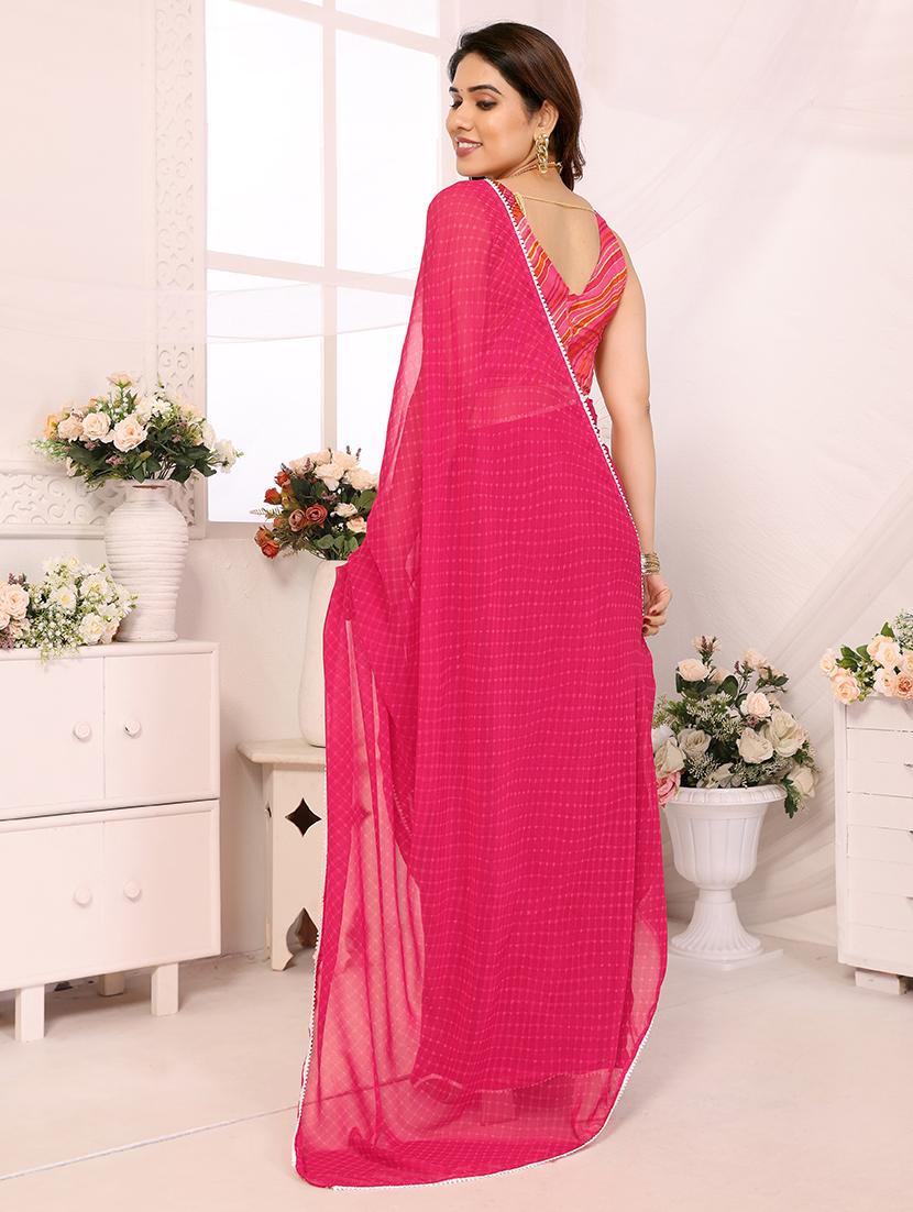 women checkered ready to wear saree with blouse - 21634162 - Standard Image - 1