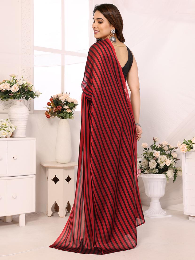 women striped ready to wear saree with blouse - 21634173 - Standard Image - 1