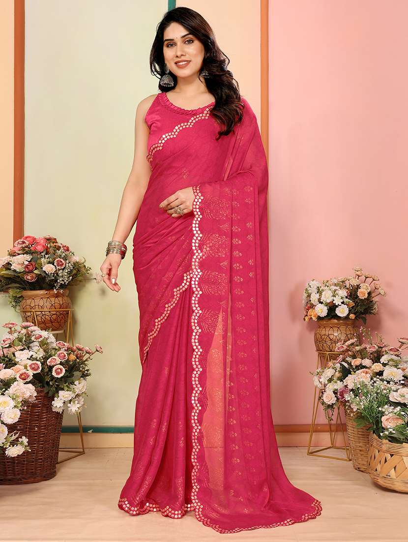 women foil printed saree with blouse
