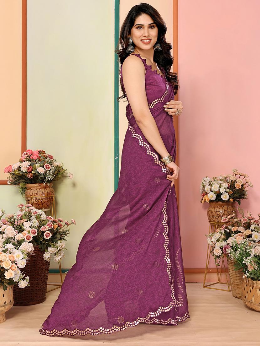 women foil printed saree with blouse - 21634178 -  Standard Image - 1