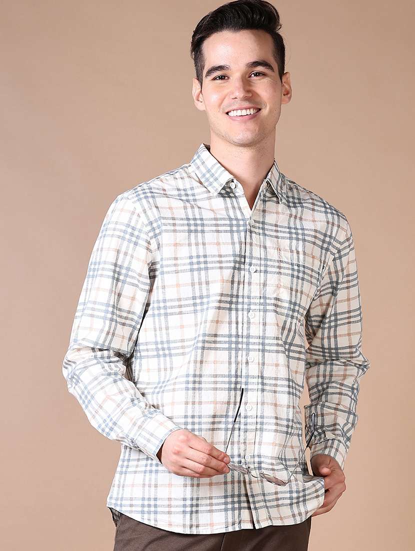 men checkered long sleeve casual shirt - 21634188 -  Standard Image - 1