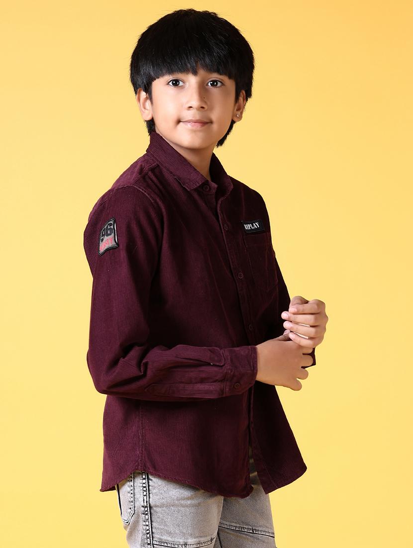 boys solid long sleeve casual shirt - 21634194 - Standard Image - 1