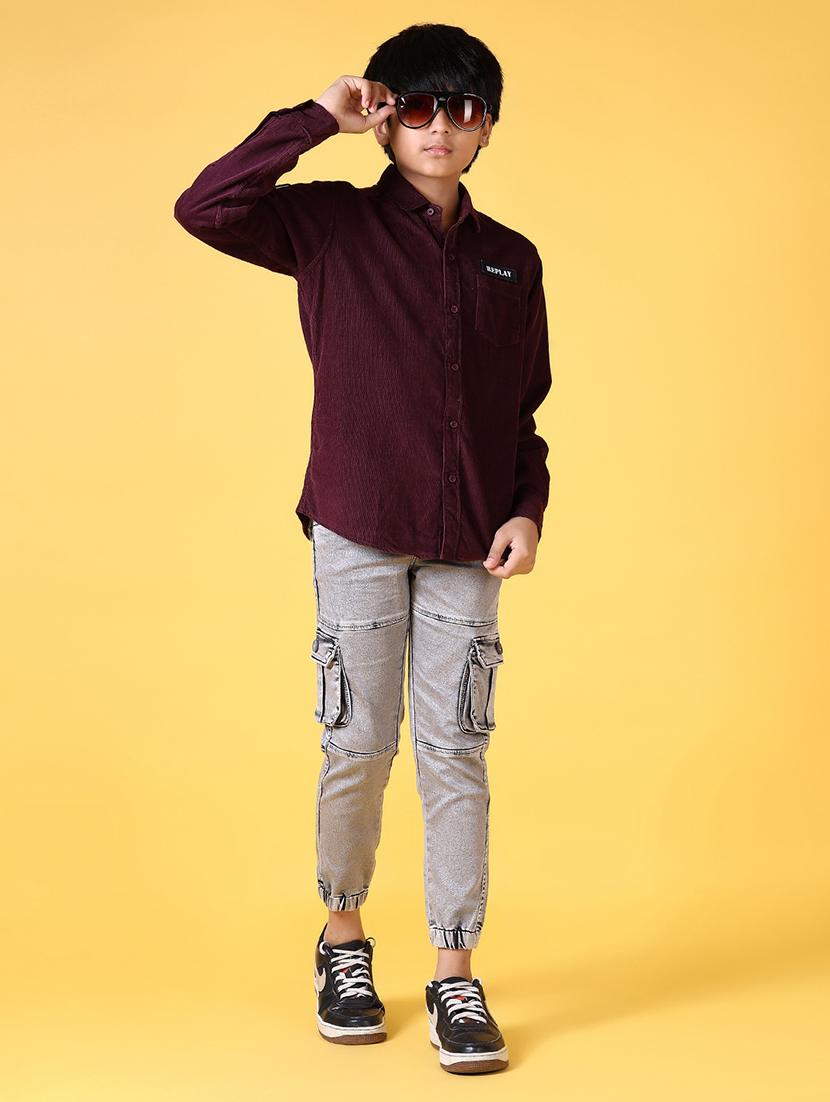 boys solid long sleeve casual shirt - 21634194 - Standard Image - 4