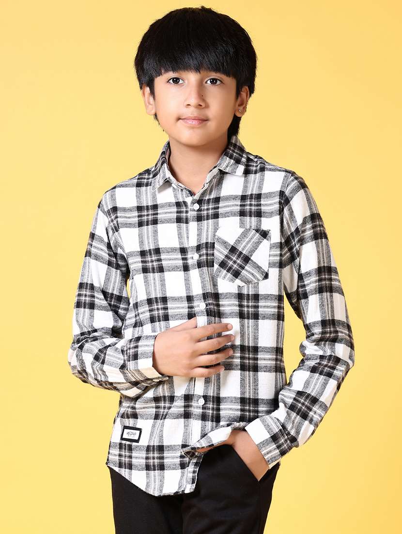 boys checkered long sleeve casual shirt