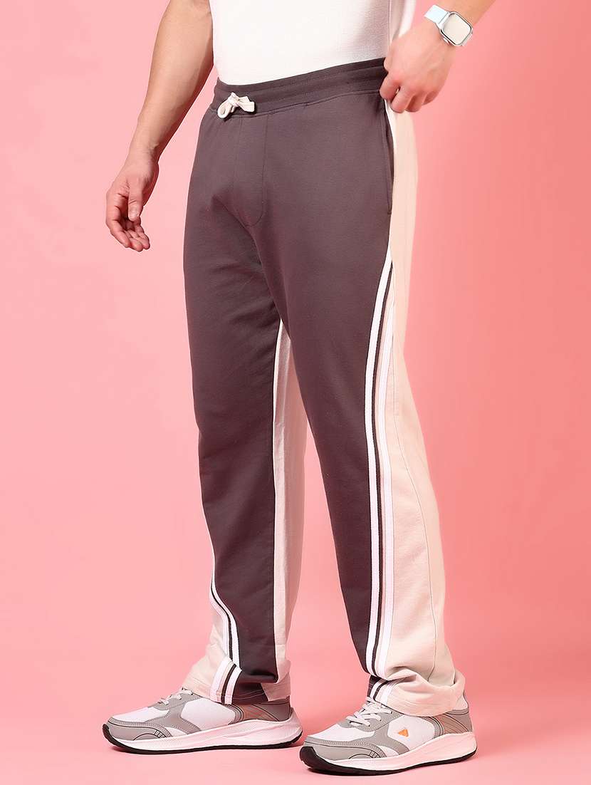 men colo blocked ankle length track pant - 21634196 -  Standard Image - 1
