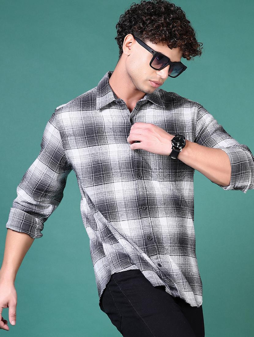 men checkered long sleeve casual shirt - 21634211 -  Standard Image - 1