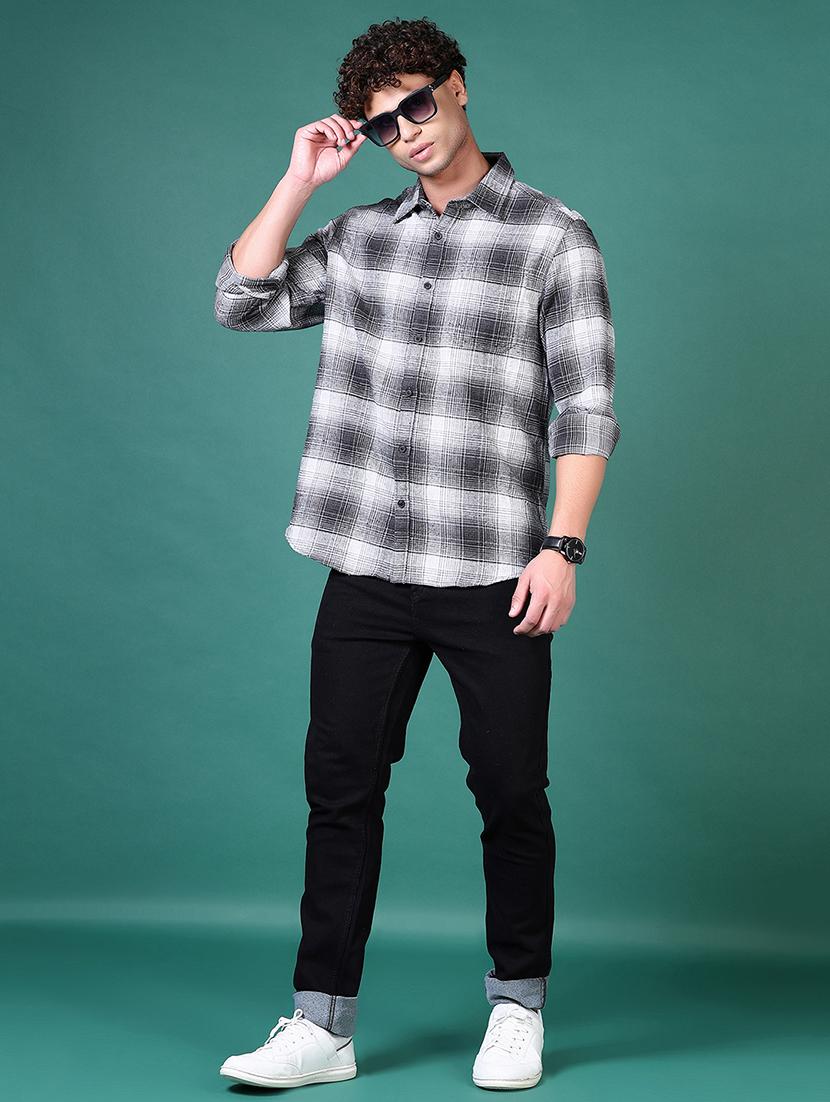 men checkered long sleeve casual shirt - 21634211 - Standard Image - 4