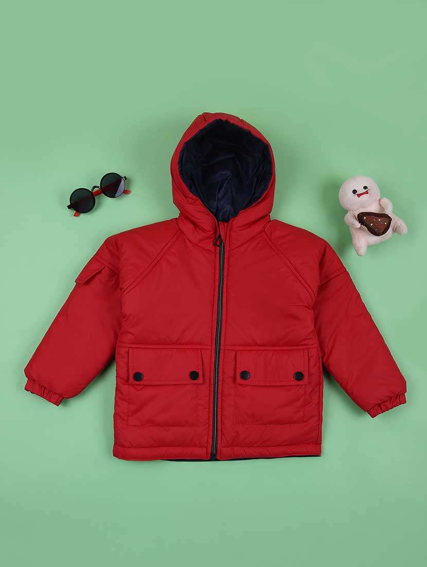 boys solid long sleeve quilted jacket