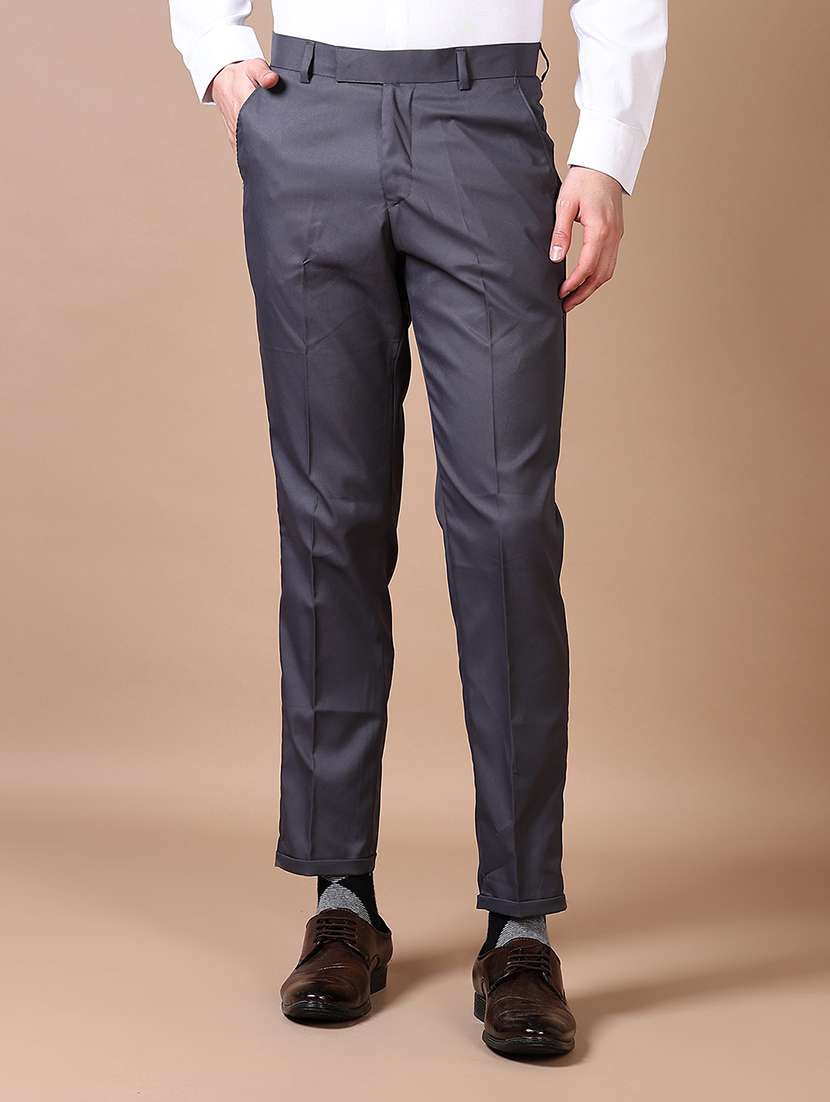 men mid rise solid flat front formal trouser