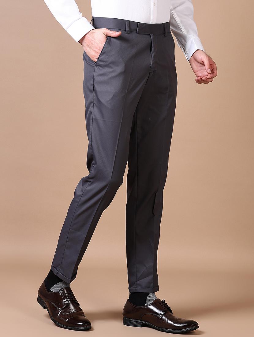 men mid rise solid flat front formal trouser - 21634215 -  Standard Image - 1