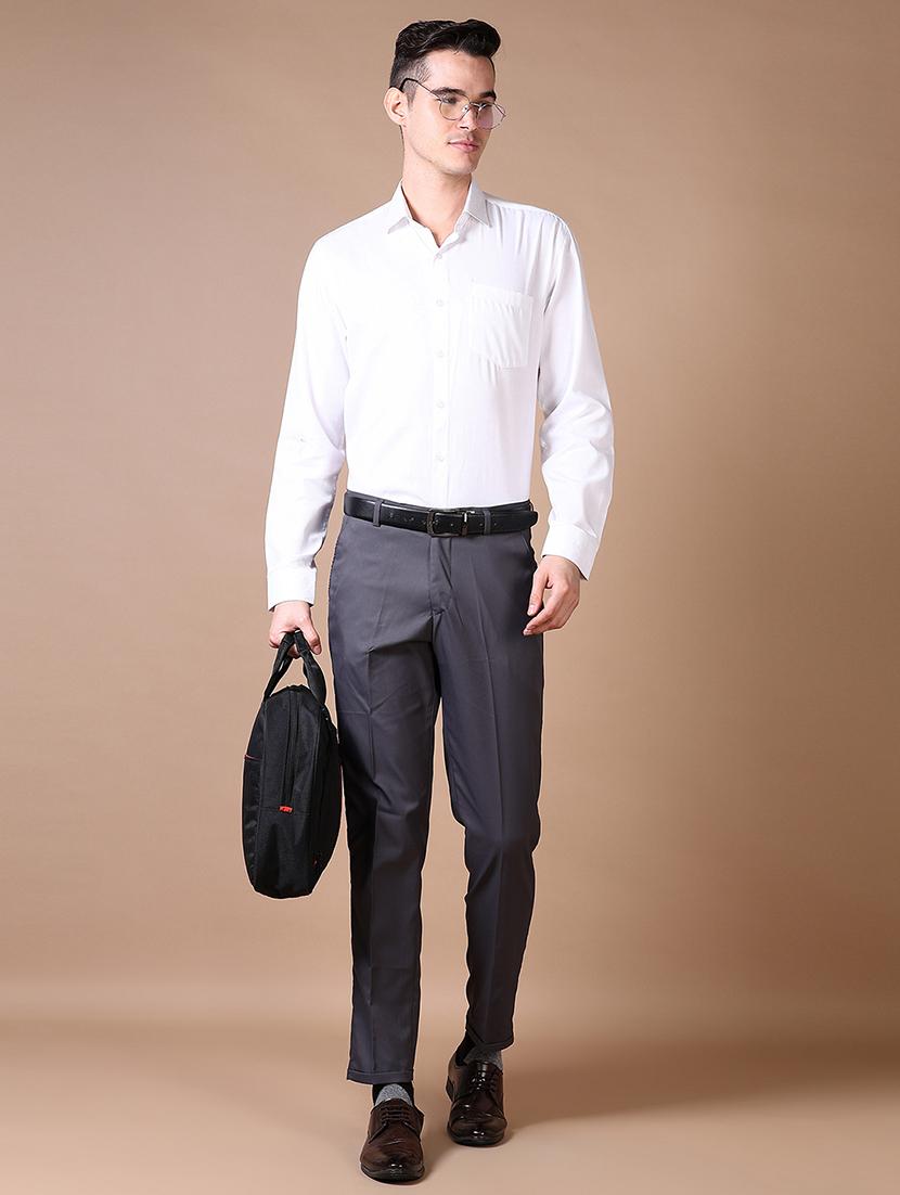 men mid rise solid flat front formal trouser - 21634215 - Standard Image - 4