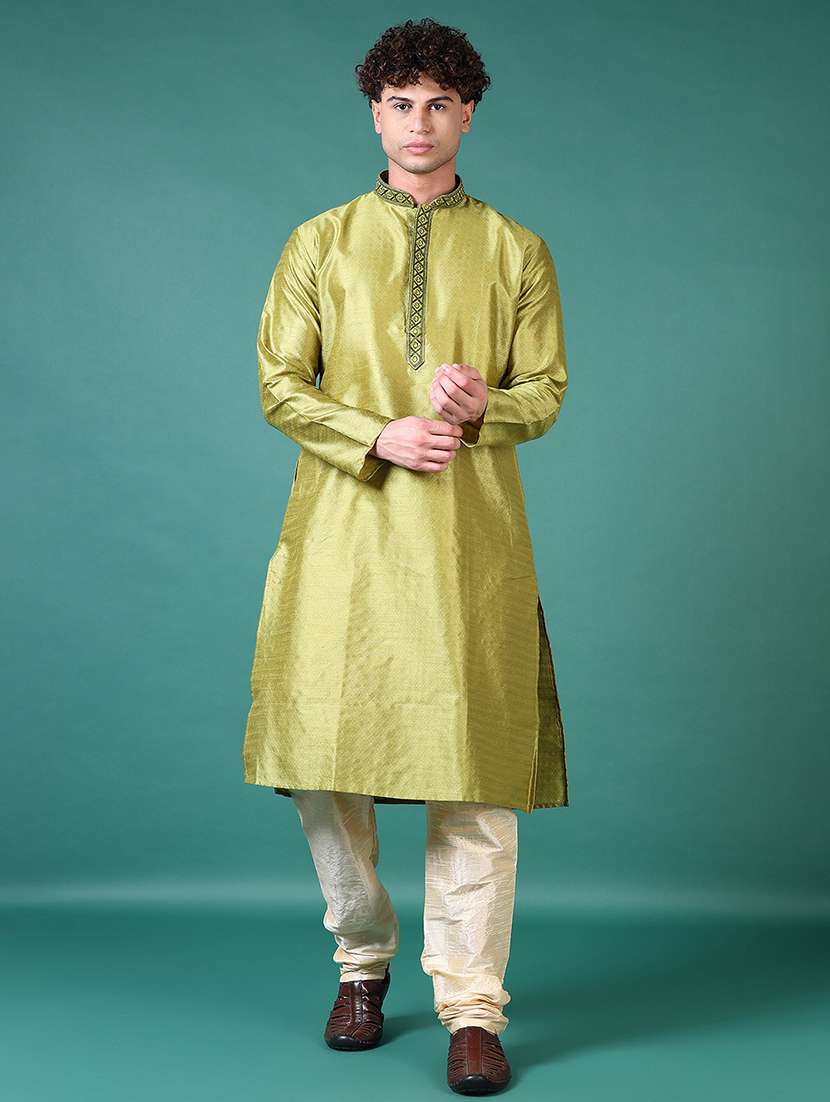 women mandarin neck kurta pyjama ethnic wear set - 21634288 - Zoom Image - 0
