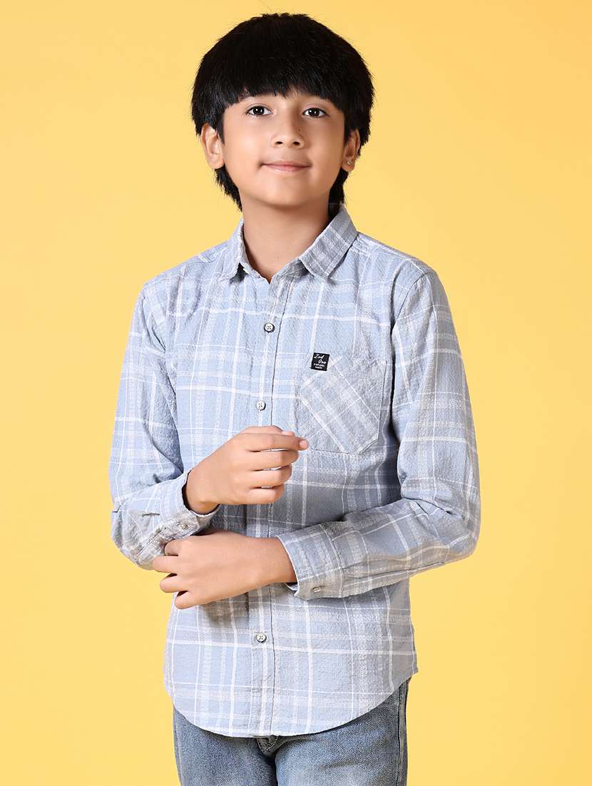 boys checkered long sleeve casual shirt - 21634437 -  Standard Image - 1