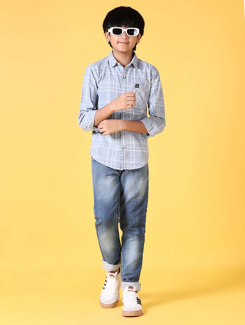 boys checkered long sleeve casual shirt - 21634437 -  Standard Image - 4